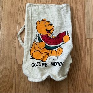 Winnie the Pooh Bag Eating Watermelon Drawstring Backpack Bag Mazatlan Mexico
